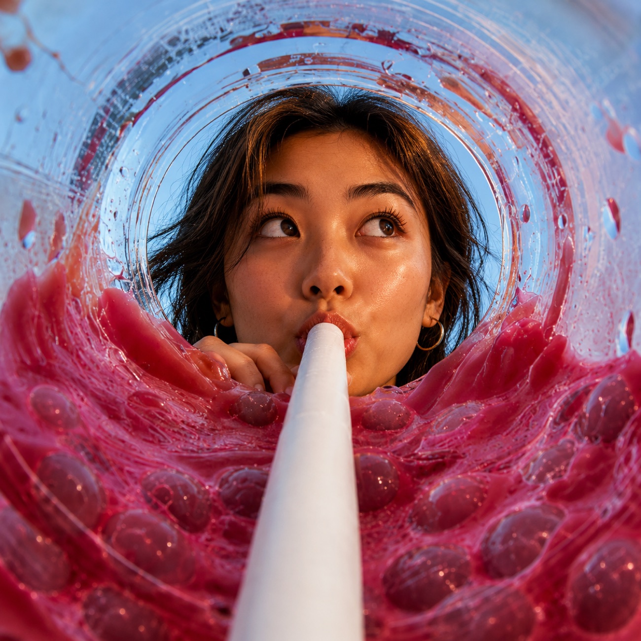 Sipping a BOGO pop, popping boba up close